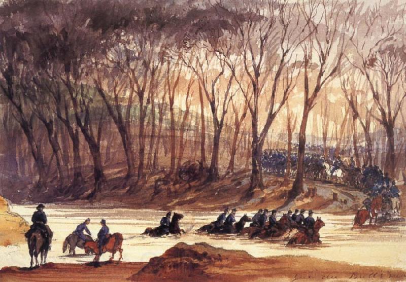 unknow artist Federal Cavalrymen Fording Bull Run Germany oil painting art